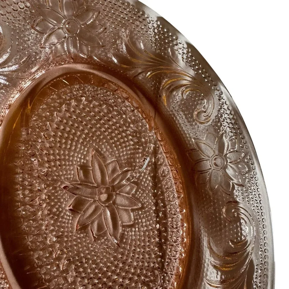 Indiana Tiara‎ Pink Sandwich Glass Oval Snack Plates - Set Of 4